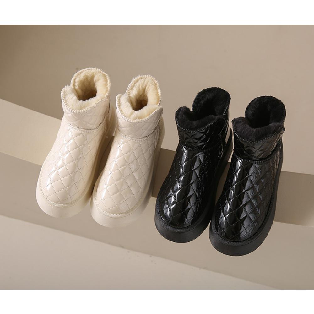 Winter Fleece Warm Diamond Patterned Snow Boots for Women
