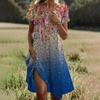 Summer Hot Sale: Ethnic Style Mid-Length Dress with Large Round Neck