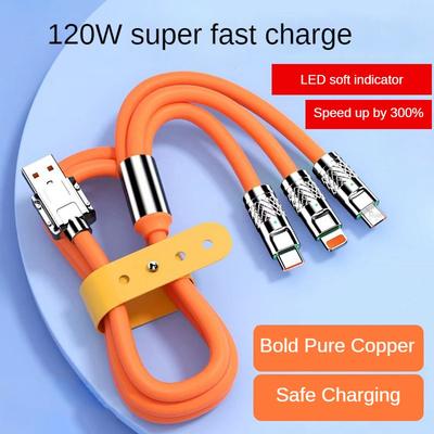 Câble de charge 3 en 1 120 W rétractable USB Charge 2,4 A Charge rapide pour XiaoMi HuaWei Samsung Câble de charge portable Micro Type-C