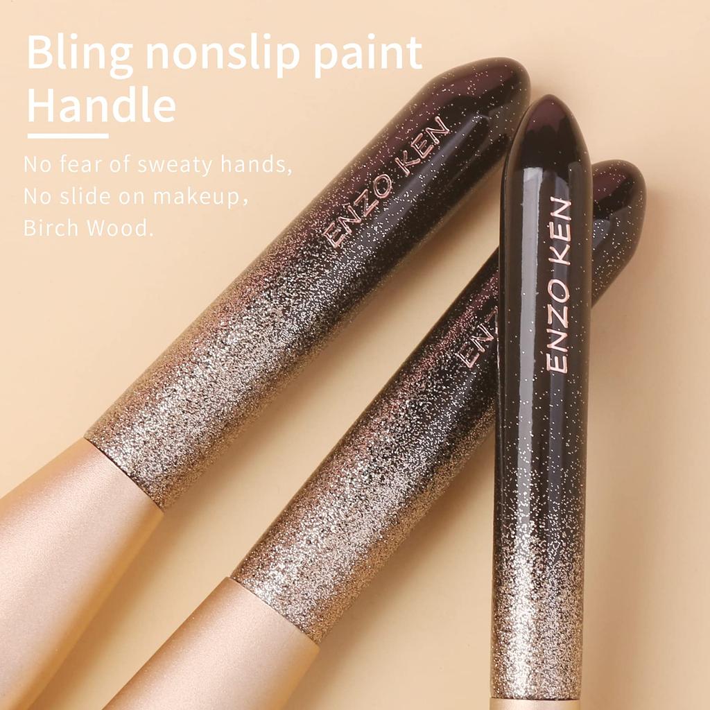 ENZO KEN Black and Gold Gorgeous Brush Set with Makeup Pouch