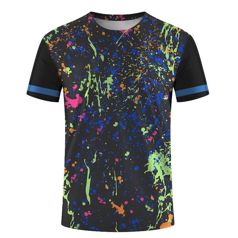 Colorful Geometric Splicing Pattern T Shirt For Men Sport 3D Printed Tees Casual Short Sleeve Round Neck S