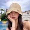 Beach Korean Straw Hat Summer Women Visor Breathable Chic Bucket Hats Fisherman Cap Hand Weaving Girl Fishing Sun Caps For Women