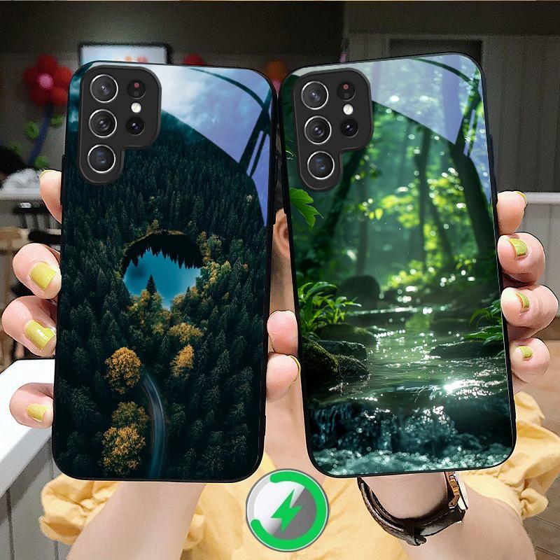 Forest Stream Pattern Suitable For Samsung Galaxy S25 Ultra S20 FE S21 S22+ S23 Plus S24 S26 Edge magnetism Glass Phone Casee