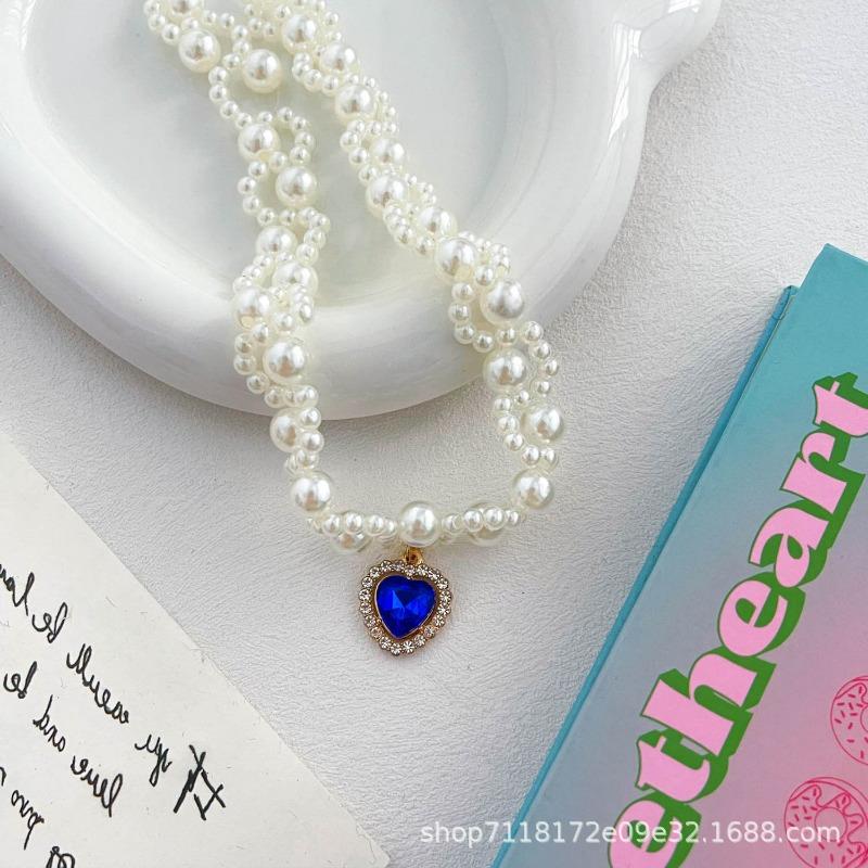 Original Pet Cat Pet Dog Necklace Exquisite Pearl Handmade Love Beaded Collar Korean Version