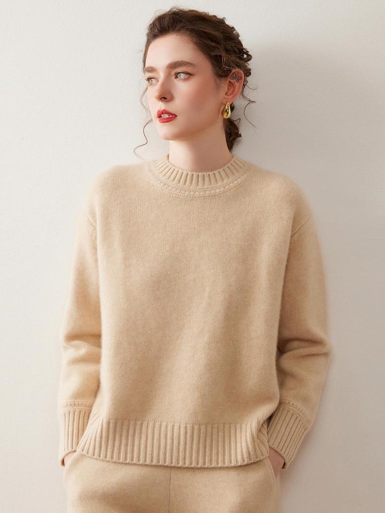 Women's Baby Cashmere Sweater: Soft, Warm, Loose Knit, Solid Color, Versatile, Simple Base Layer