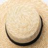 Spring and summer new fashion pattern wavy edge straw straw flat top top hat, webbing decorative sunshade beach flat top straw hat