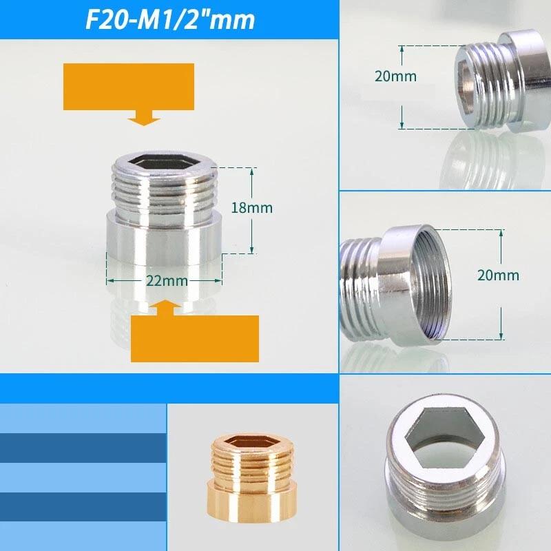Hongtu M20 M22 M24 a 1/2" 3/4" Connettore Aeratore Rubinetto in Ottone - Filettatura Maschio&Femmina Fine/Grossa | Adattatore Risparmio Idrico per Rubinetto Cucina