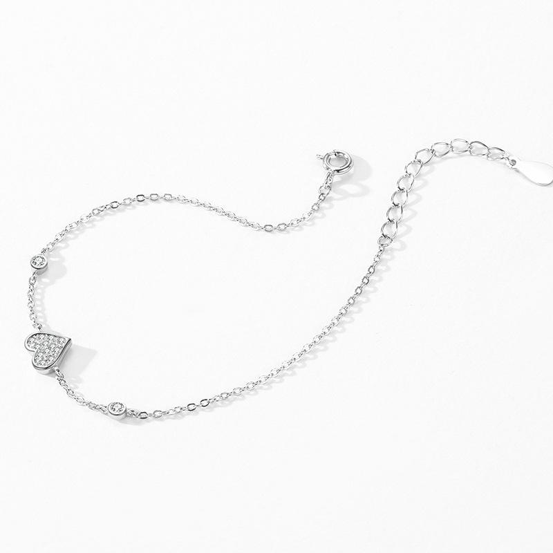 Moissanite 925 Sterling Silver Sweet Heart Micro Inlaid Diamond Bracelet Affordable Luxury Elegant Niche Design Wedding Gift