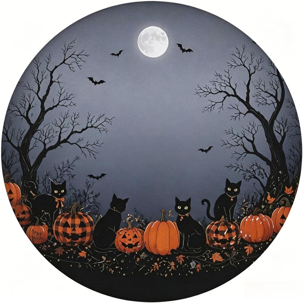 Halloween Round Table Cover Waterproof Oilproof Stretch Fitted Tablecloth Pumpkin Ghost Print Wipeable Table Protector Home Party Holiday Dining Decor
