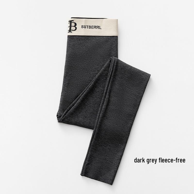 Dámské žebrované pruhované legíny s fleecovou podšívkou, zeštíhlující, s pasem "B"