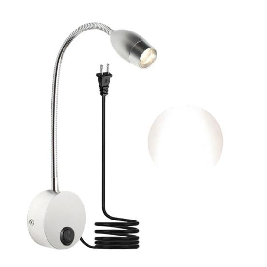 

Настенный прикроватный светильник, лампа для чтения с вращающимся на 360 градусов шлангом, суперяркий, без мерцания White Light серебряный