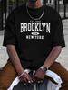 Summer Unisexs 100 Pure Cotton Casual Fashionable Loose Brooklyn Print Round Neck Short Sleeved Tshirt Versatile Top
