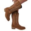 New Western Cowboy Embroidered High Boots Women's Fashion Versatile Medium Heel Women's Boots Sleeve Middle Boots