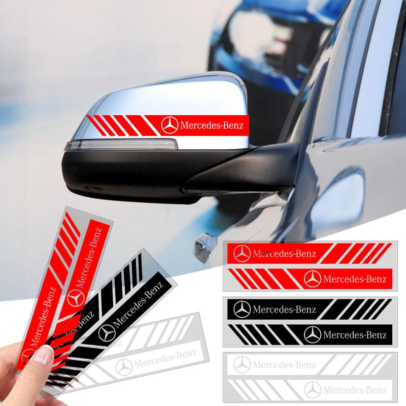 2pcs Car PVC Stripe Racing Strips Rear View Mirror Stickers For Mercedes Benz A300 A200 CLK CLA A180 E220 A300 S300 S350 C200 CQP9
