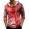Men's Loose Fit Casual Hoodie 3/4 Sleeve Pullover Halloween Graphic Print Lightweight Hooded Shirt for Everyday Wear