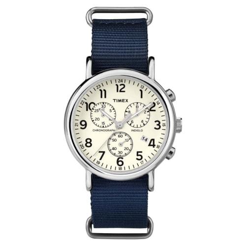 Timex Weekender Chronograph 40mm Watch, Blue/Cream