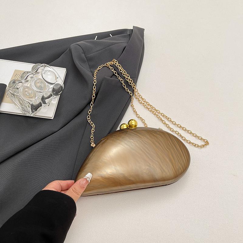 Geometric Shell Clutch Bag Acrylic purse women wedding evening party cute ivory pearl color handbag Small Crossbody Phone bag
