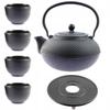 1.5L CAST IRON KETTLE STRAINER 4x CUPS SET