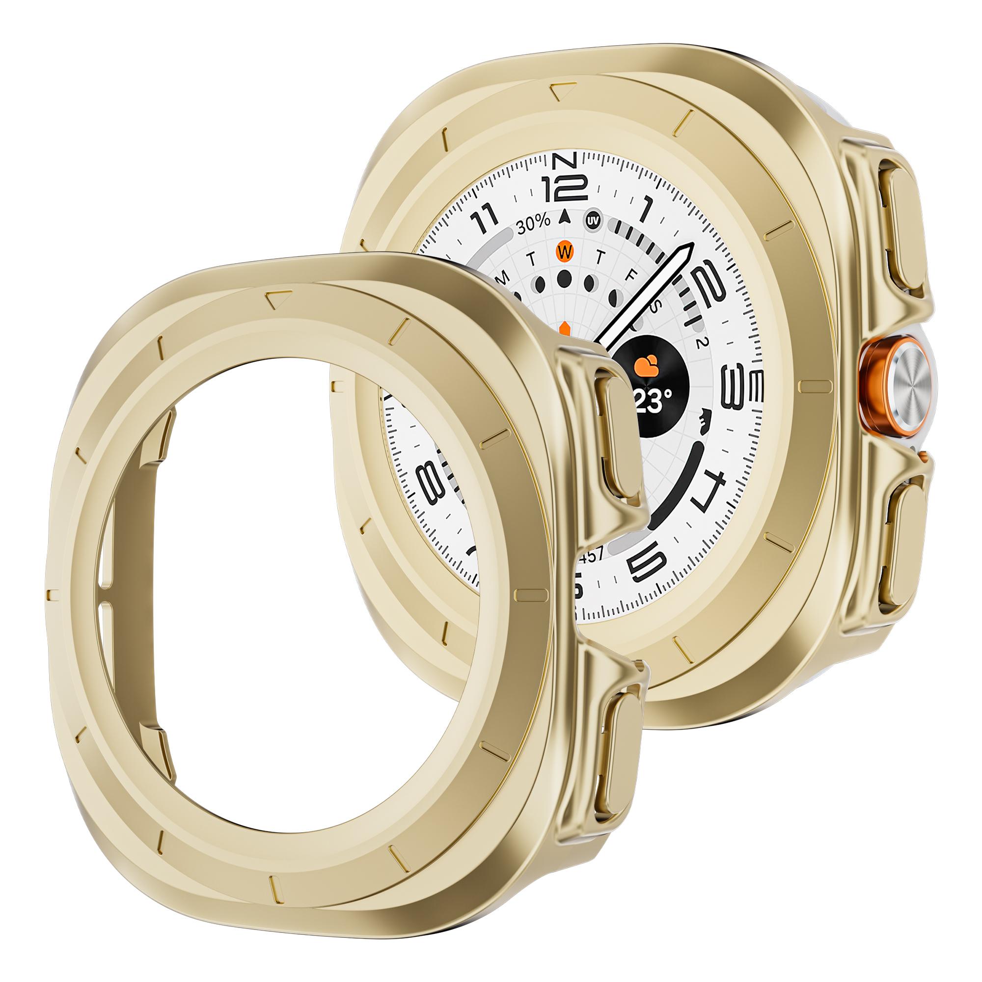 

Чехол для ПК Samsung Galaxy Watch Ultra 47 мм, аксессуары, жесткий защитный бампер с полой рамкой для Galaxy Watch 7 Ultra 47 мм, чехол for Samsung Galaxy watch Ultra золотой