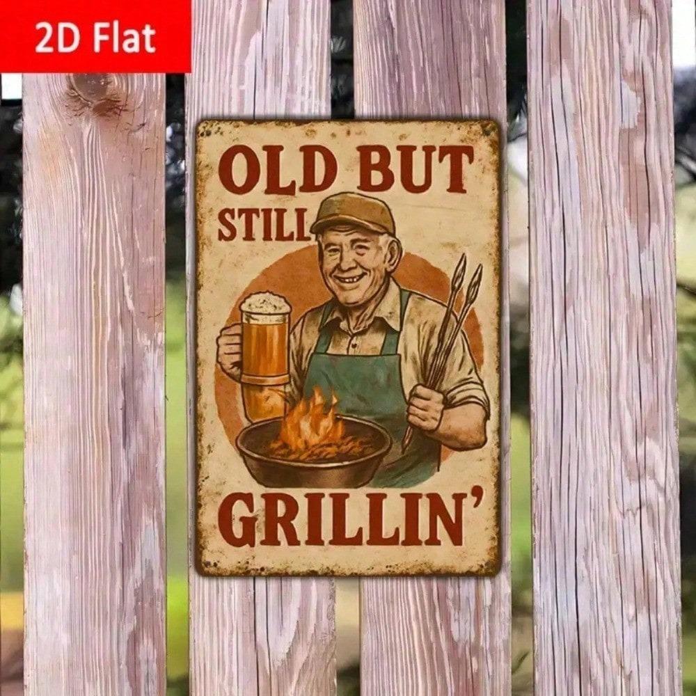 Vintage Rustic BBQ Tin Sign 8x12 Inch Retro Metal Wall Decor Patio Grill Retirement Gift For Men