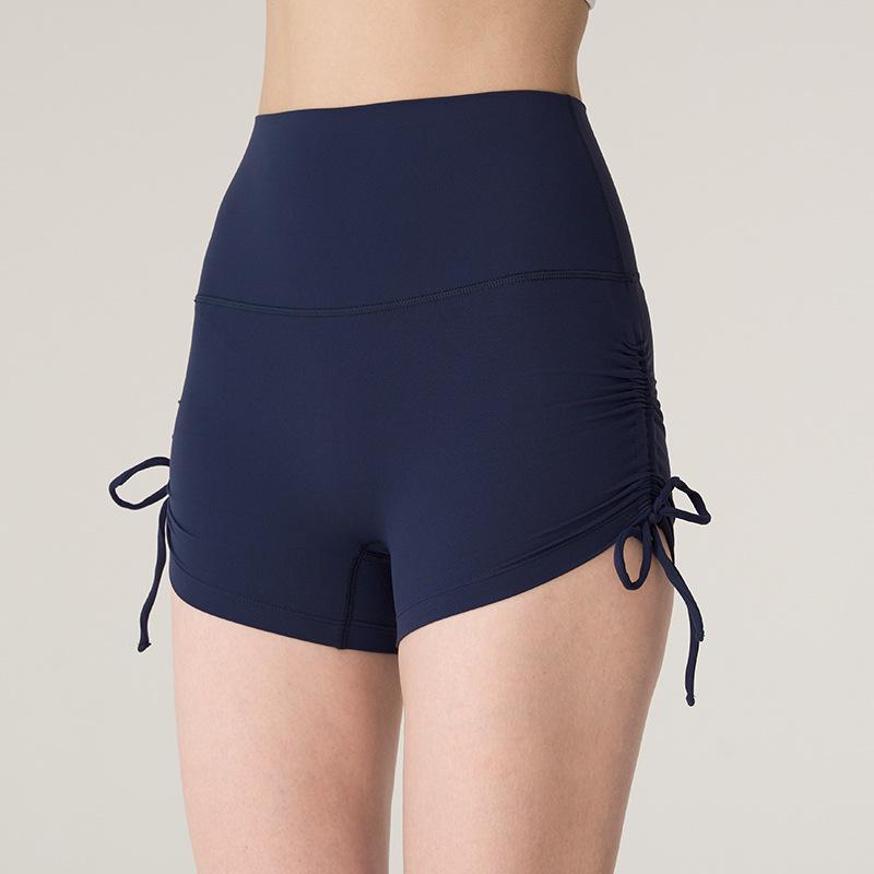 NUF Nude Lycra One-Size Yoga Shorts: Seamless High-Waist Hip-Lifting Drawstring Fitness Pants