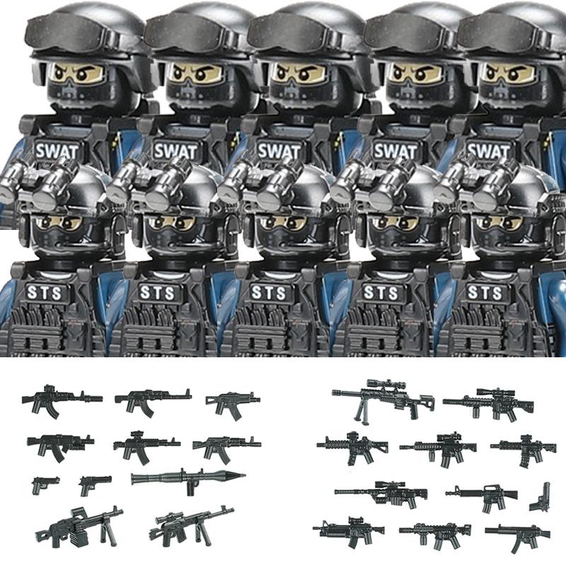 Non-Toxic Military Figures Riot Police Soldier Building Blocks City Commando Special Forces Swat Weapons Vest Bricks Children Toys Gift