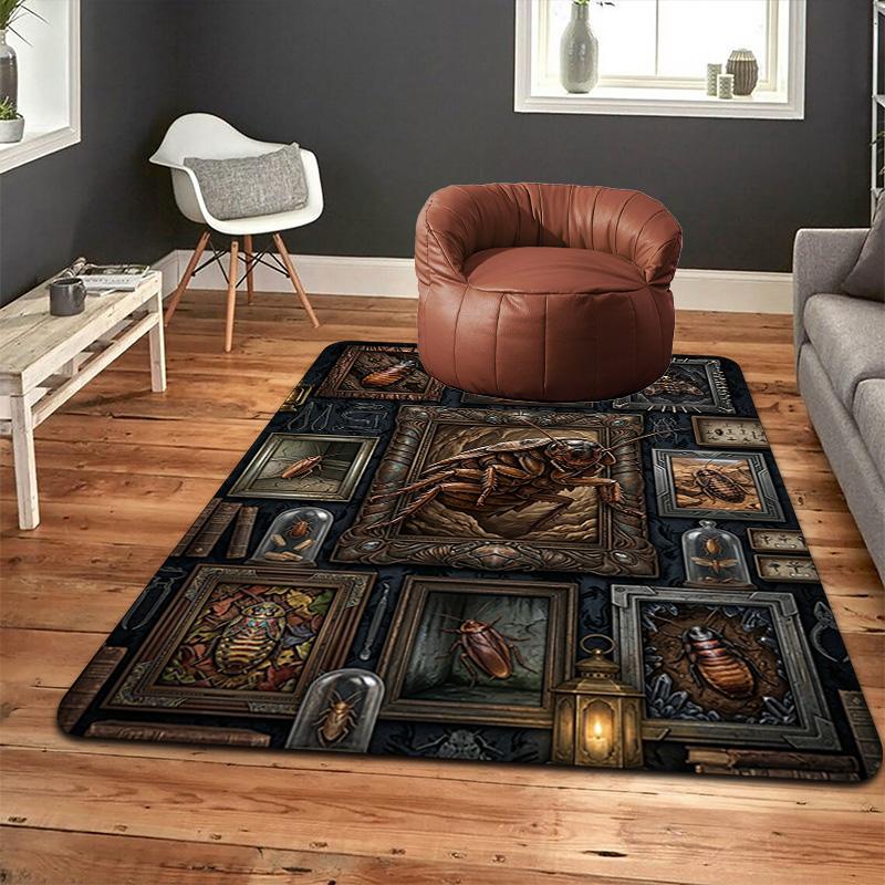 Insect Taxidermy Collection Pattern Rug Floor Mat for Living Room or Bedroom Soft and Comfortable Carpet a Gift for Birthday and Holiday.