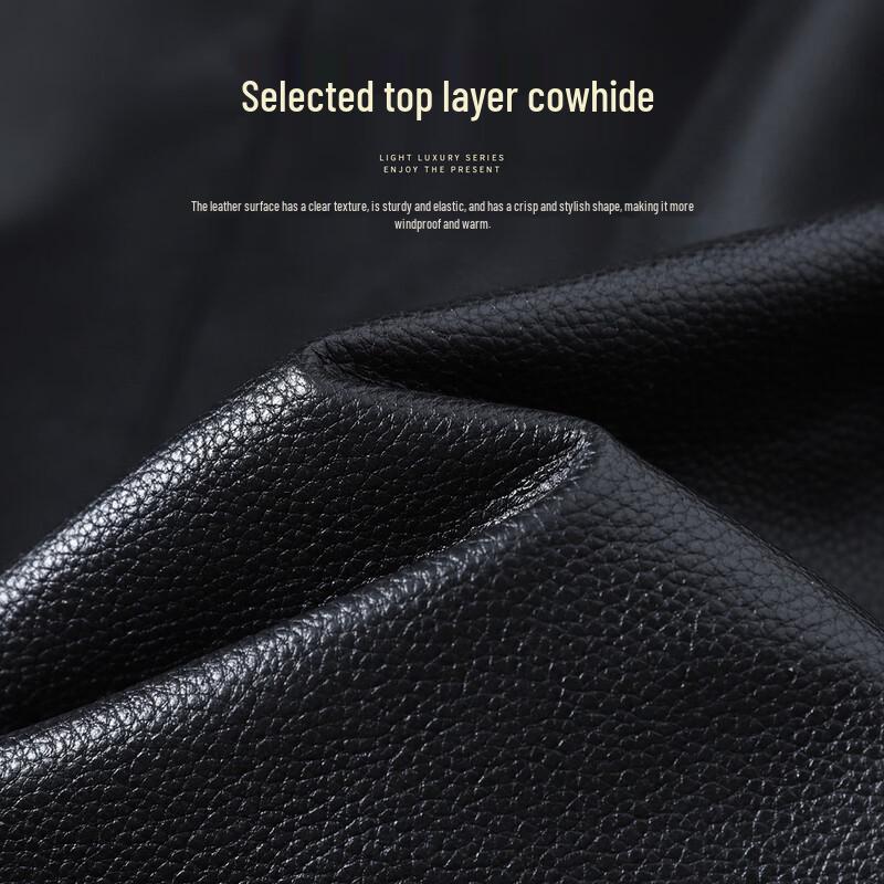 Men's First-layer Cowhide Mink Fur Collar Leather Jacket