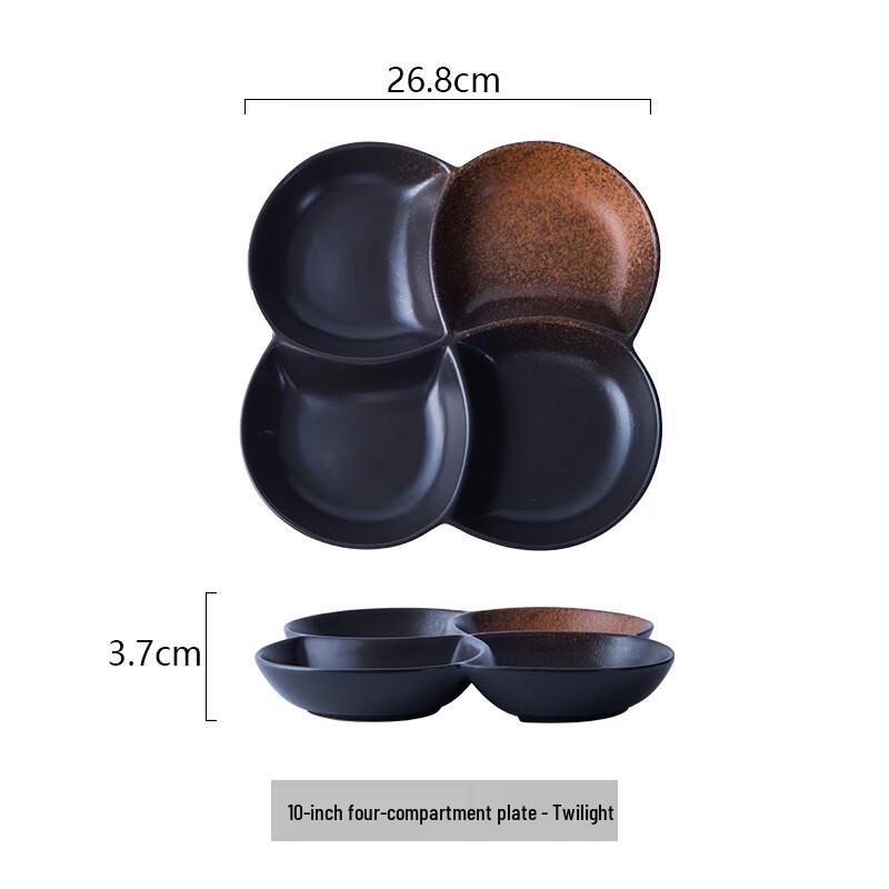 Zhi Shi 10-inch Ceramic Four-Compartment Divided Plate
