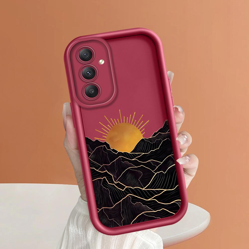 Soft Silicone Square Ladder Printing Pattern Phone Casing Full Cover Camera Shockproof Protection Rubber Case for Samsung