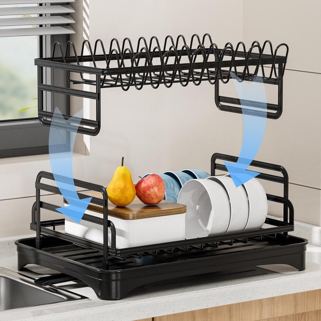 Multifunctional Kitchen Dish Rack: Bowls, Plates, Chopsticks Storage & Drain