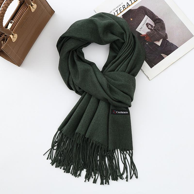 Cotton Solid Color Scarf for Women Winter Warm Wool Cashmere Scarf Autumn and Winter Women's Shawl Scarf Korean Style Atmosphere