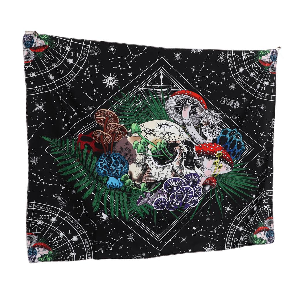 Decorative Tapestry Colorful Mushroom Skull Pattern Soft Lightweight Exquisite Beautiful Backdrop