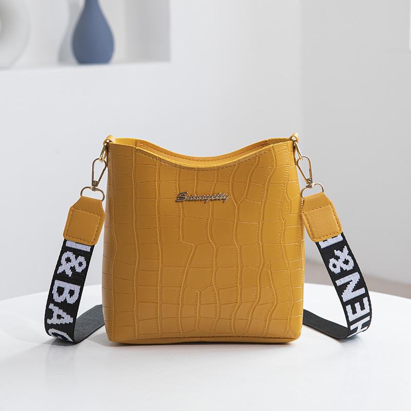 2023 Fashion Crocodile Pattern Crossbody Bag with Printed Webbing Strap - Large Capacity Women's Shoulder Bag