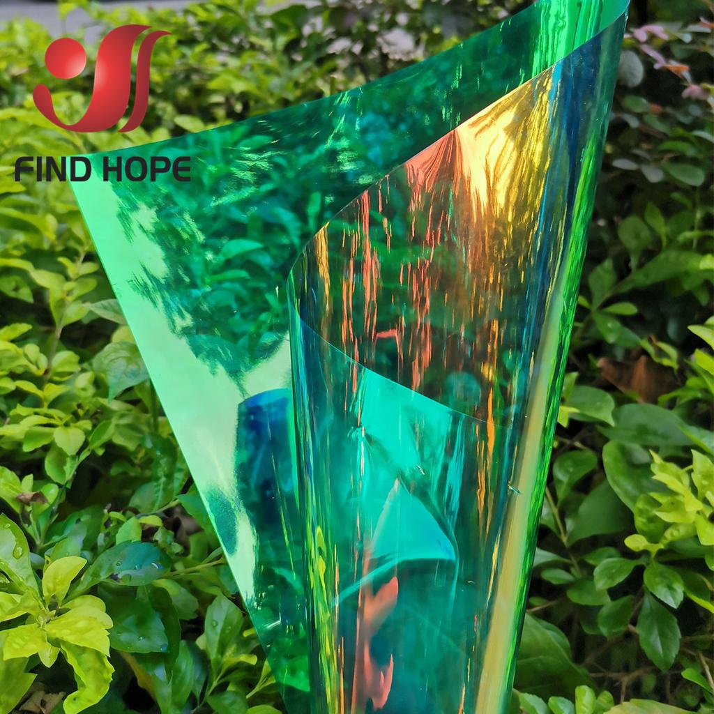 50*95CM Transparent PVC Fabric Iridescent Holographic Laser Rainbow Shiny Vinyl DIY Bows Earring Handmade Craft Bag Roll