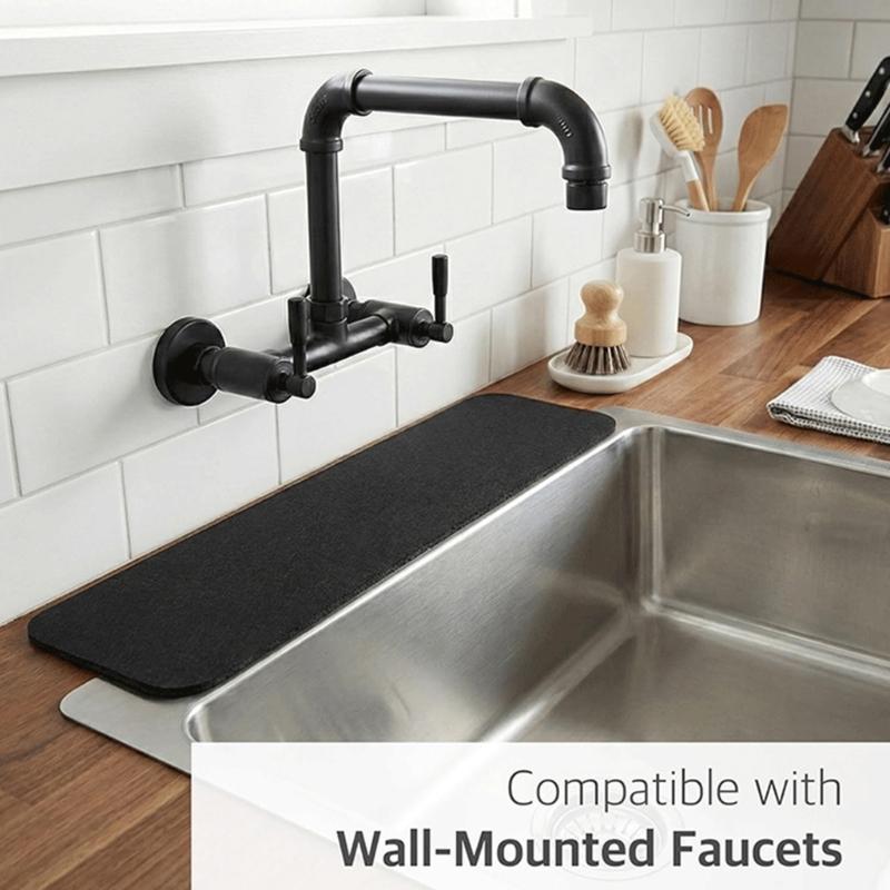 Nonslip Faucet Mat Customizable Kitchen Sink Mat Splash Guard Quick Drying For Soap Dispenser Lock Moisture Effectively