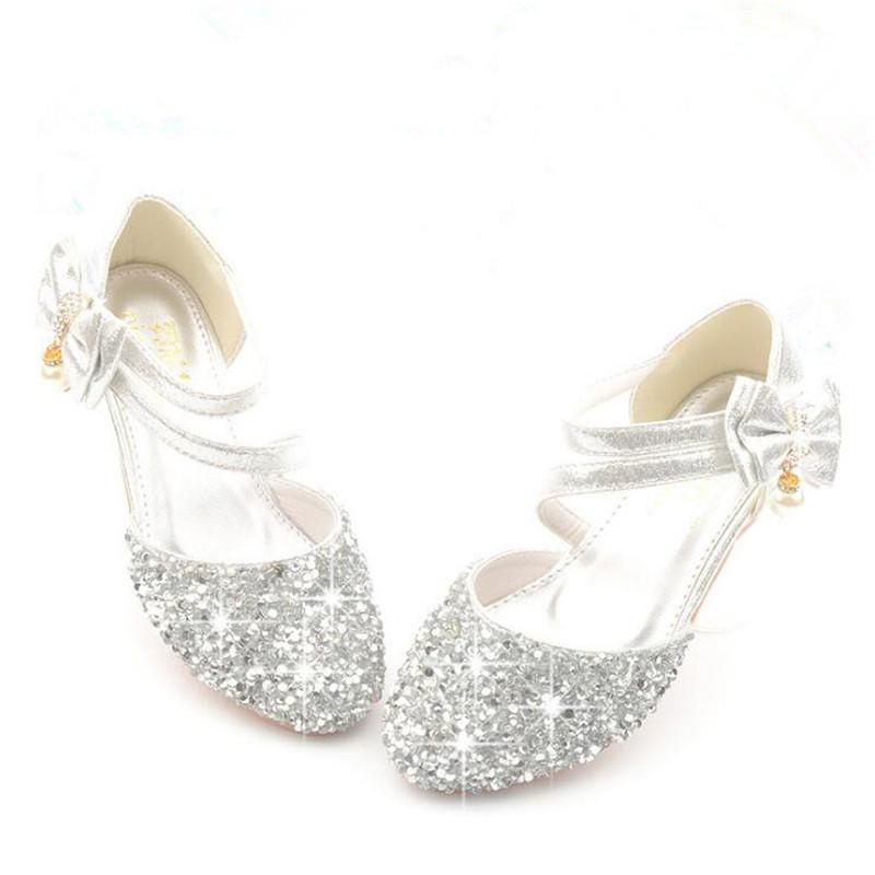 2026 Children Sandals Girl High Heels Princess Shoes For Girls Glitter Bowtie High Heel Sandals Dress Party Shoe Size 26-38