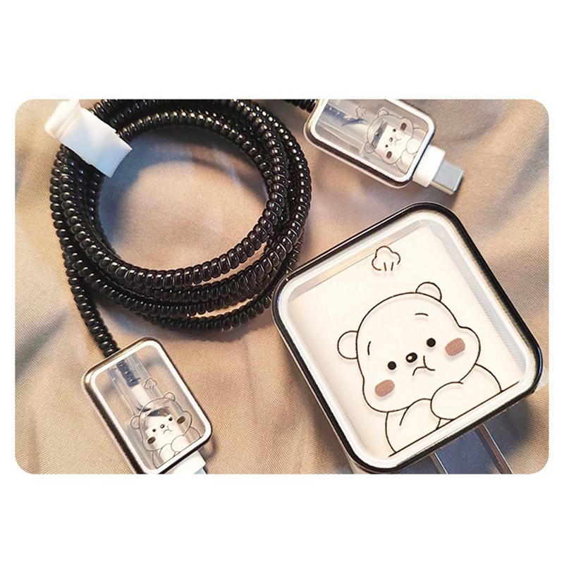Crayon Shin-Chan Charger Case Cable Cover For Iphone 18W/20W Fast Charger Cover Data Cable Head Bite Winder Protector Shell