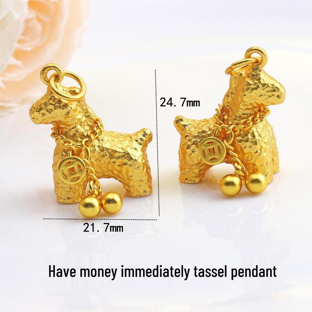 Vietnamese Gold Inlaid Zircon Kirin Pendant DIY Braided Rope Necklace – Long-lasting Color