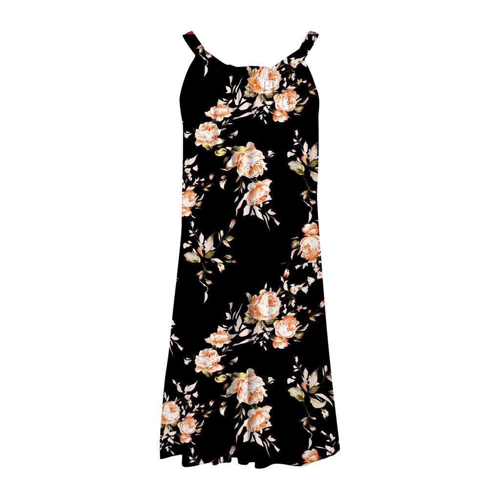 Women's Summer Sexy Suspender  Dress Sleeveless Printed Dress  Sling Dress