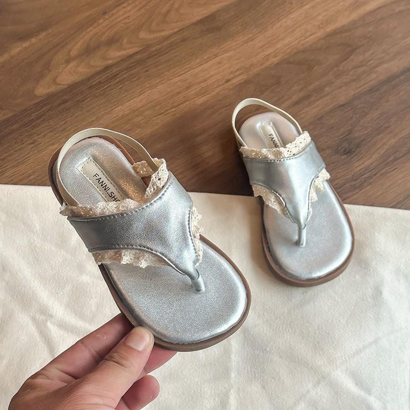 

Kids Sandals Princess Style Soft Sole Children Beach Shoes Sweet Lace Non-slip Summer New Girls Casual Shoes 25