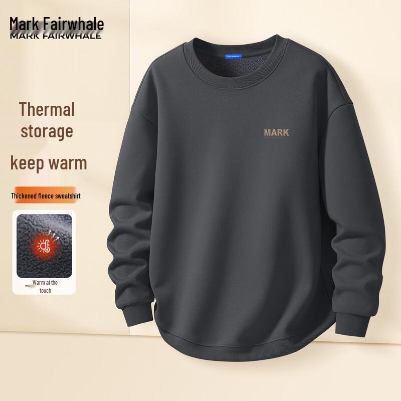 

Мужской свитшот Mark Fairwhale 2025 Зима Тяжелый флис с подкладкой Круглый вырез 2XL