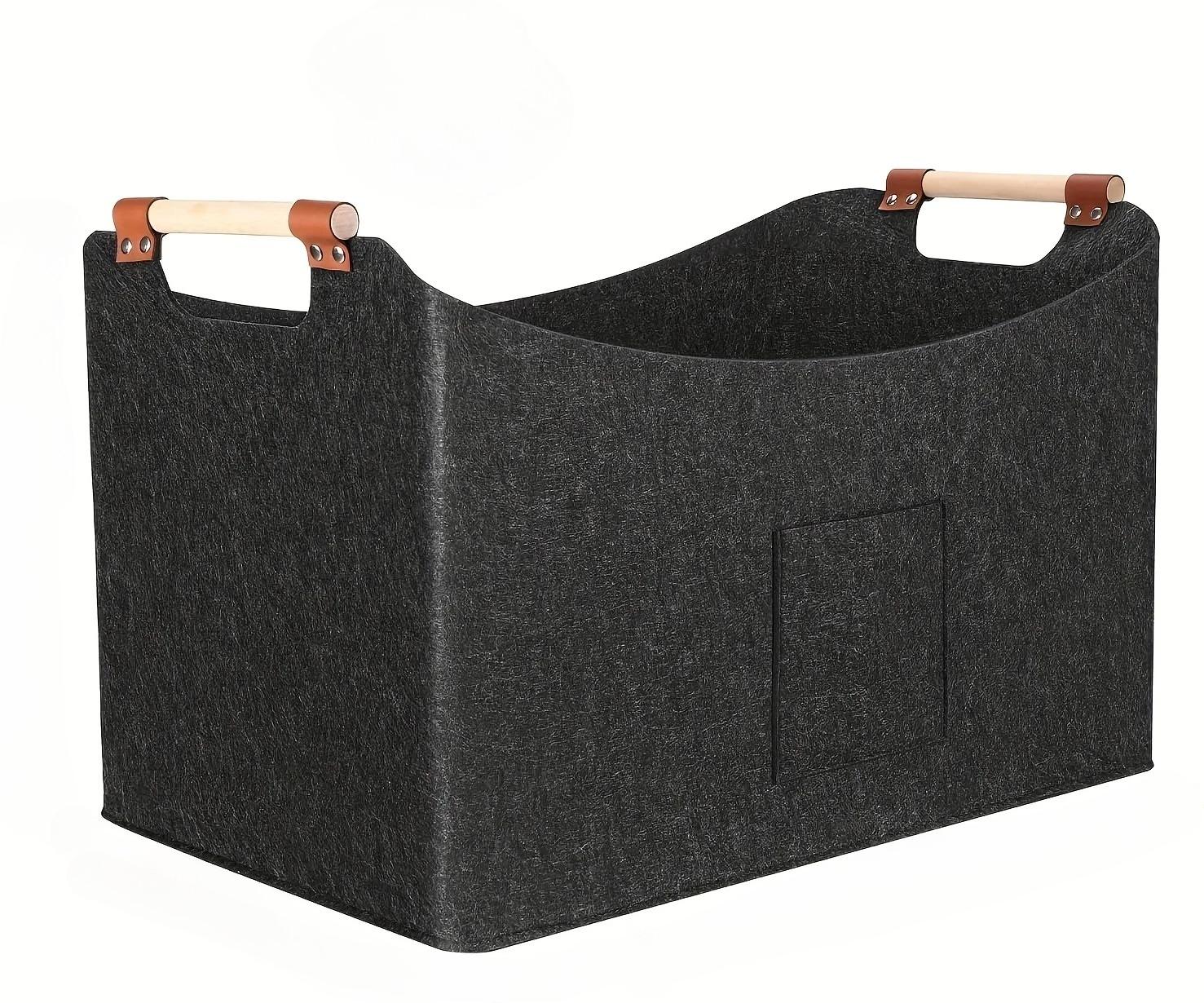 

Extra Large Foldable Felt Firewood Basket, Heavy Duty with Reinforced Handles - Multi-use Storage - Grey серый