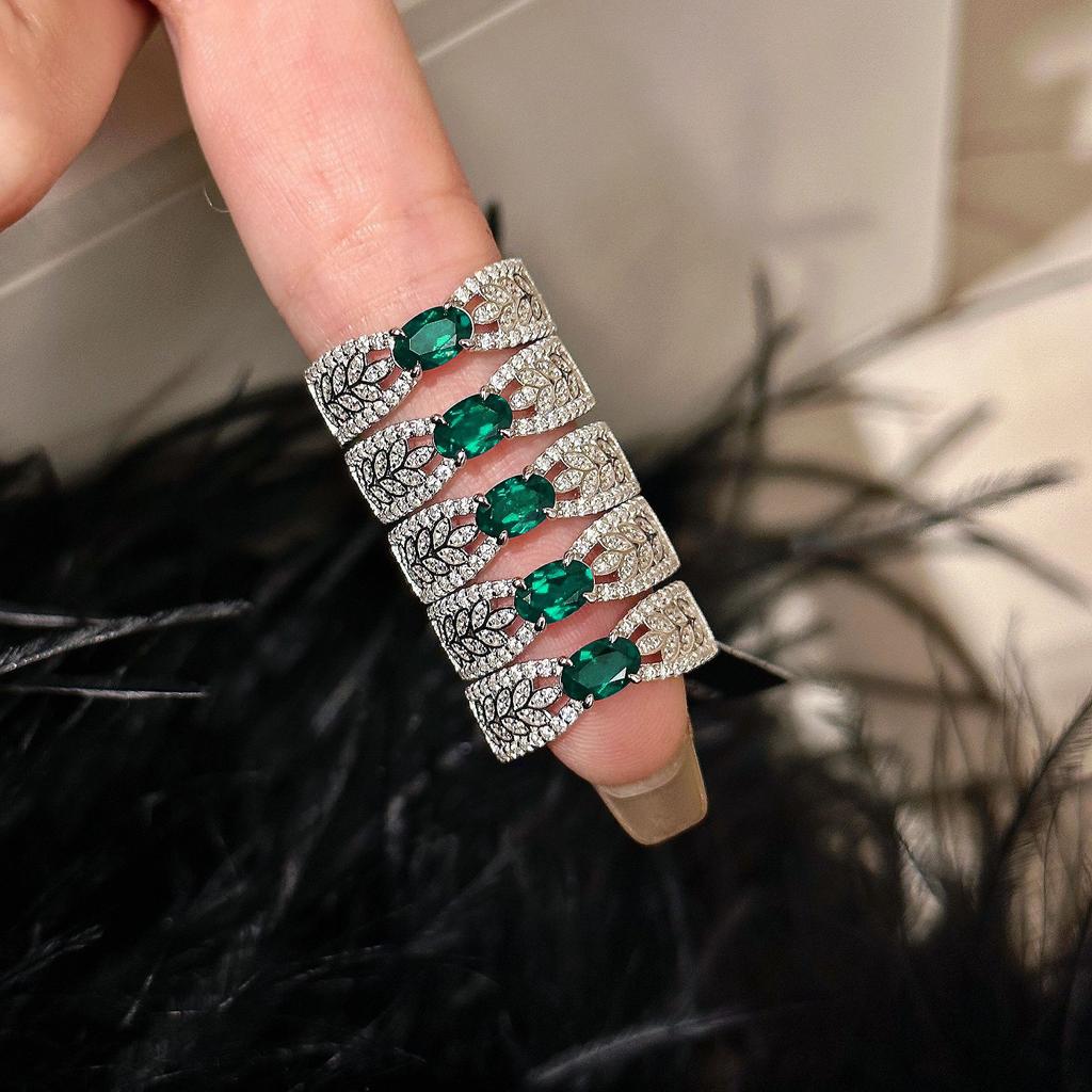 Vintage palace style wheat ear inlaid ring with luxurious and high-end feel, adjustable opening rings