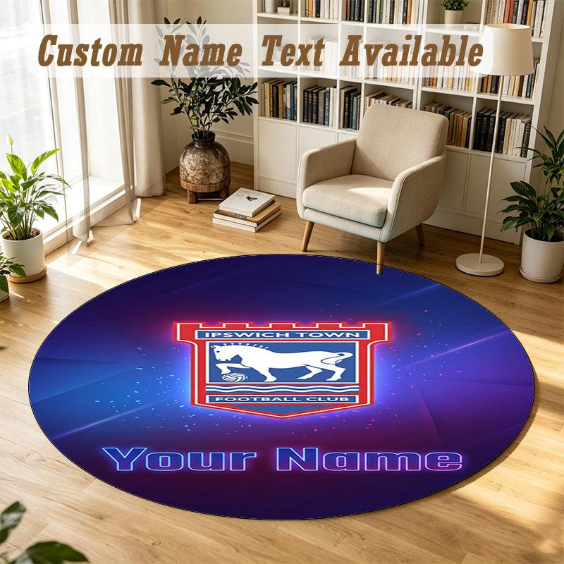 Round Rug Custom NameIpswich Town Pattern Non Slip Carpet Home Floor Decor