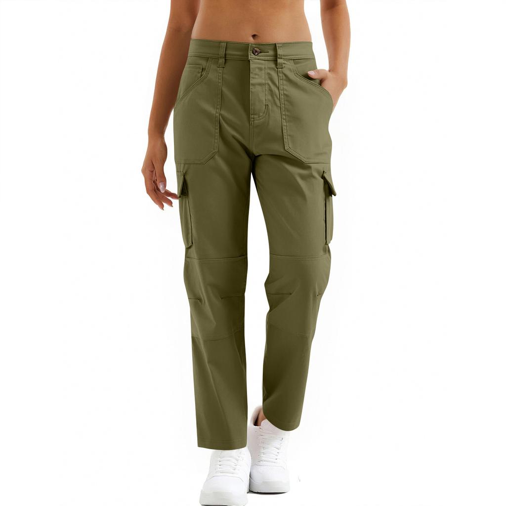 Damen Utility Cargo-Hose mit Reißverschluss Mehrere Taschen Strapazierfähige Nähte Outdoor-Wander-Arbeitskleidung Hosen