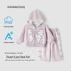 Girls' Hooded Sweatshirt & Pants Set with Bowknot & Lace Trim