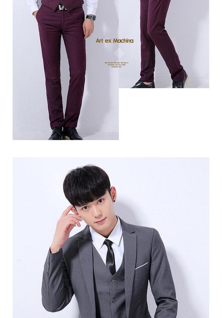European Size Men's Three-Piece Wedding Suit - Thickened Formal Attire for Grooms