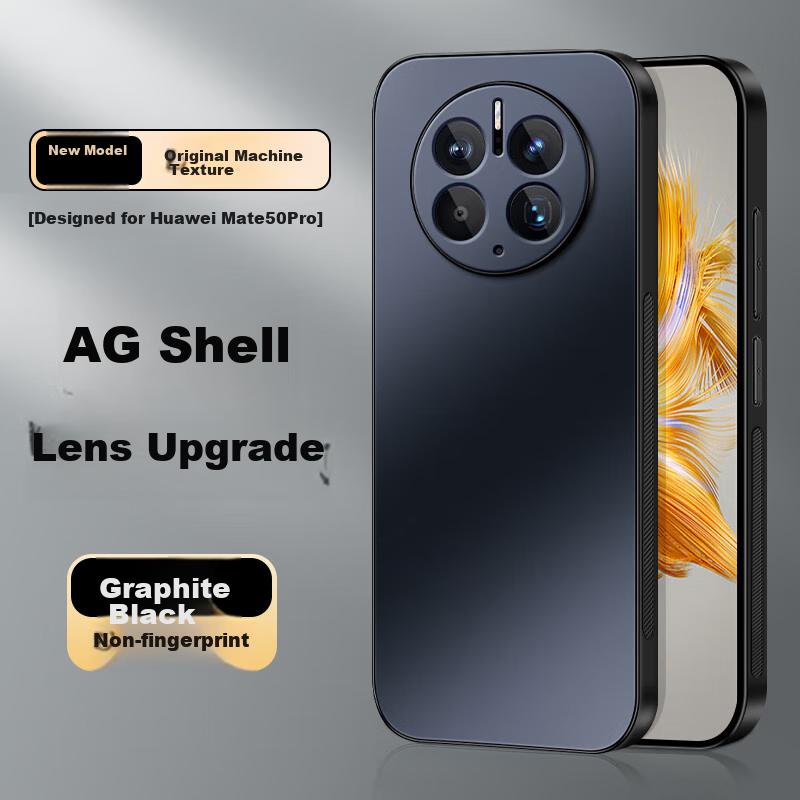 Huawei Mate50 Pro Phone Case, Mate50 Pro Protective Cover, AG Frosted Full Coverage, Real Machine Feel, Simple Style, Shockproof,n, Graphite Black