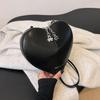 Borsa a Spalla a Forma di Cuore in PU per Ragazze con Chiusura a Zip e Tasca per Cellulare